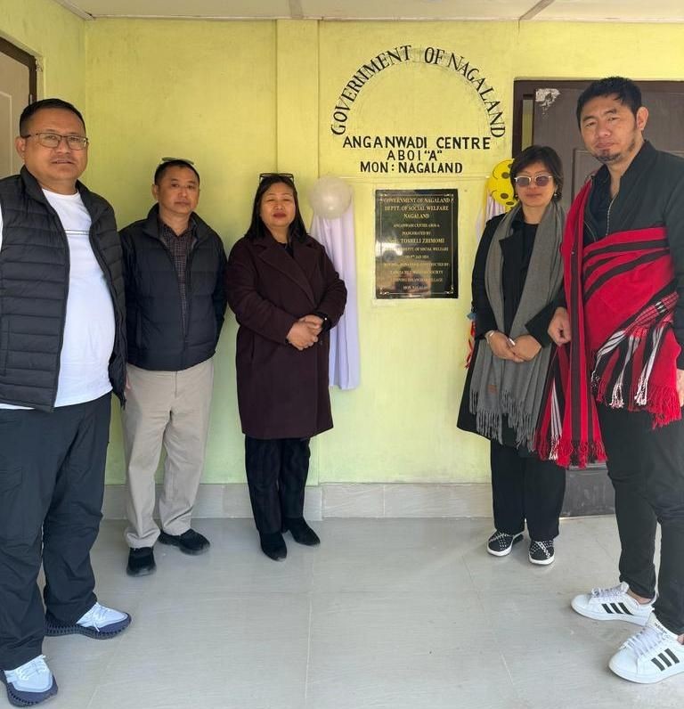 Officials during the inauguration of Anganwadi Centre building of Aboi ‘A’ on January 9. (DIPR Photo)